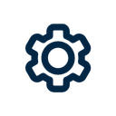 Gear icon in dark blue