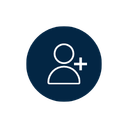 Icon of a person with a plus sign, representing adding a user or new contact.