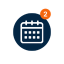 Calendar icon with a small orange notification badge