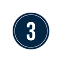 Number 3 inside a dark blue circle