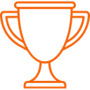 Outline of a trophy cup in orange color