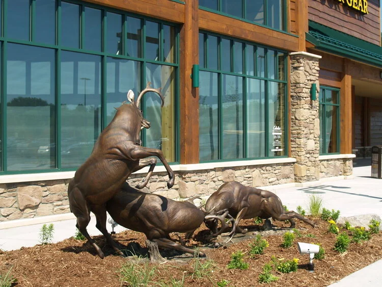 Fighting Bucks Bronze Whitetail Deer Sculpture