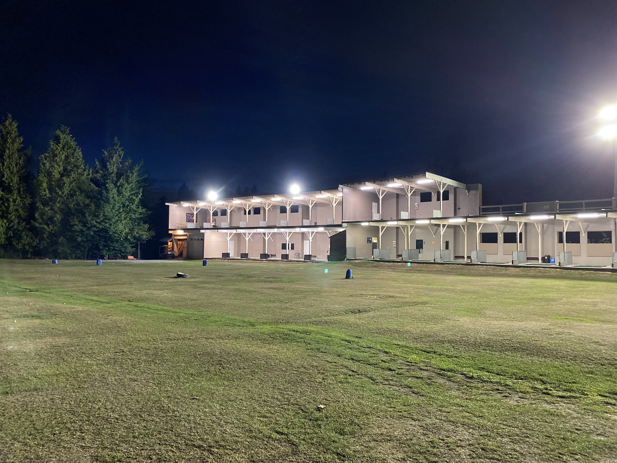 Covered Driving Range at Night