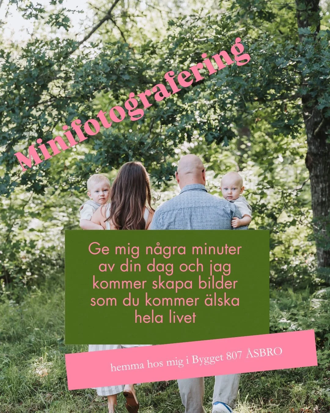 Sista minisarna innan sommarlovet 💛

Jag bjuder p&aring; fotograferingen du betalar endast f&ouml;r de bilderfiler/produkter du &ouml;nskar k&ouml;pa. Jag fotograferar varje familj i ca 10 min.

De tider som finns &auml;r S&Ouml;NDAG DEN 7 Juni kl 9