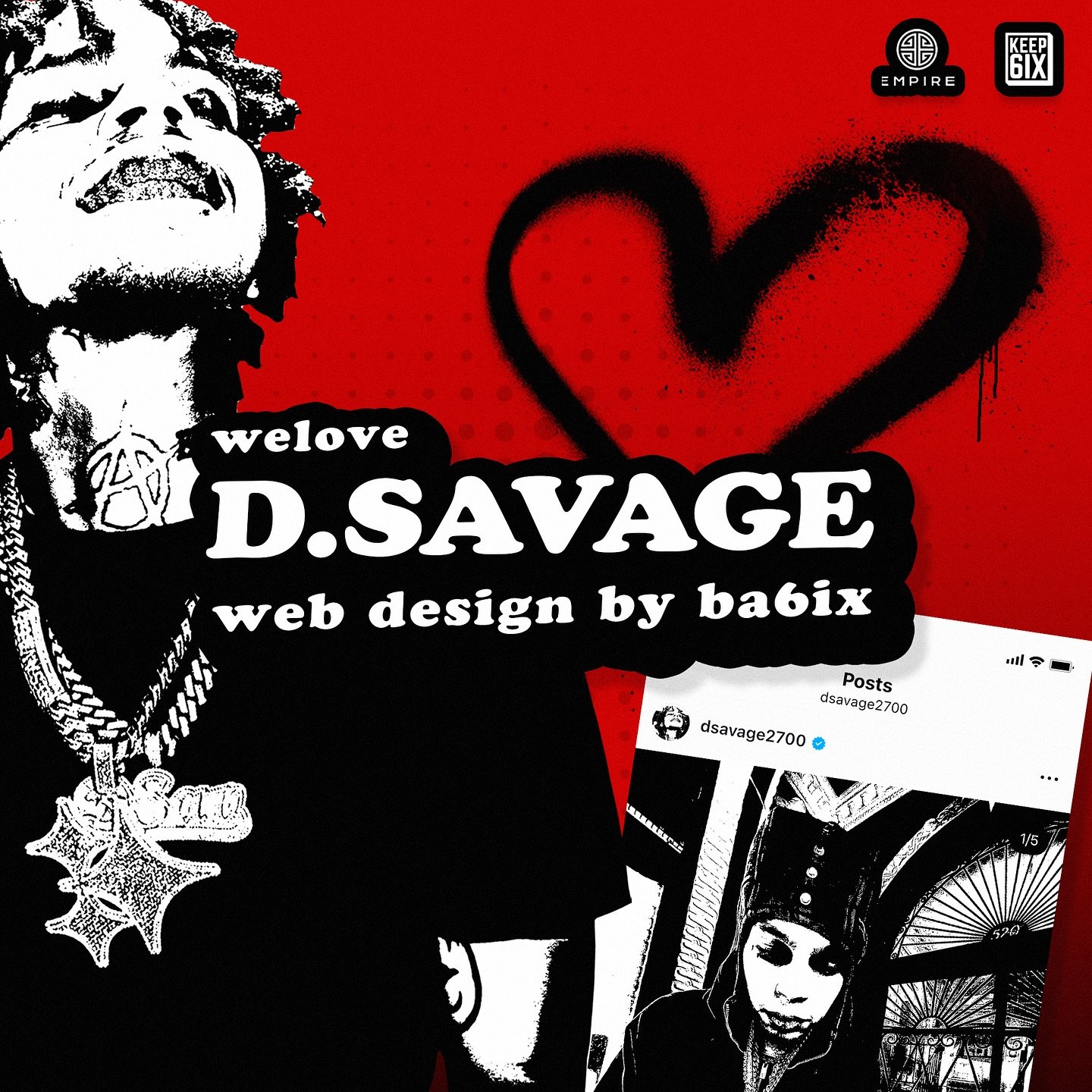 Web design, mock ups, branding, &amp; more I put together for @DSavage2700 and the release of his new project &lsquo;We Love D Savage&rsquo; 🔥

Check it out now at &lsquo;WeLoveDSavage.com&rsquo; 💯