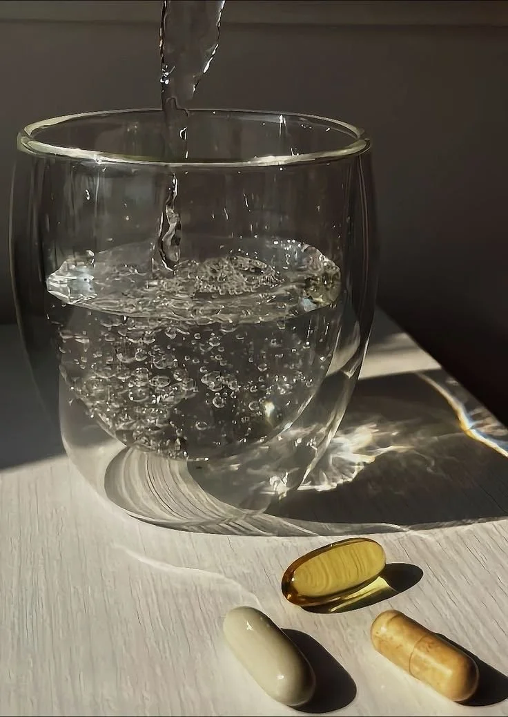 Lemon water and hair supplements supporting hair hydration