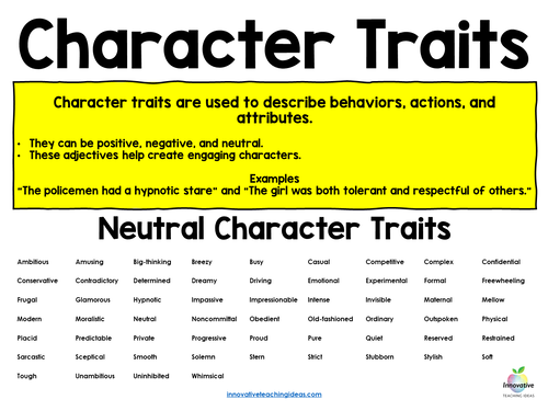 Character Traits List For Teachers And Students Innovative Teaching Ideas