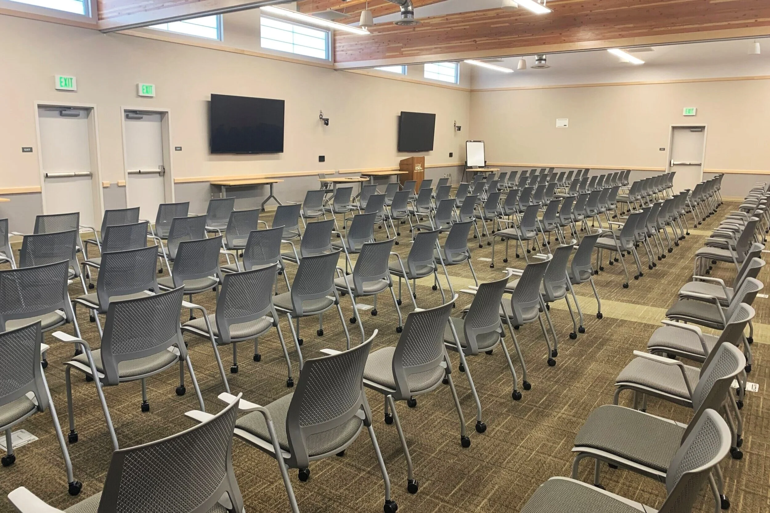 Theater layout in all four combined north wing rooms