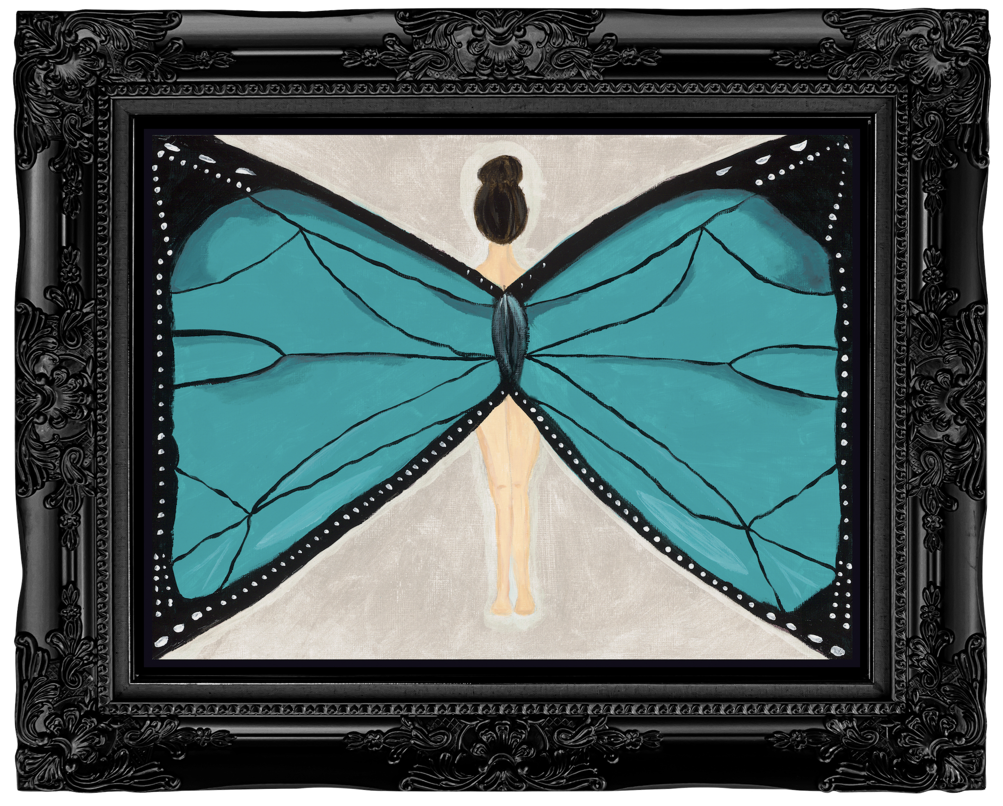 Blue Butterfly Fairy • original artwork framed