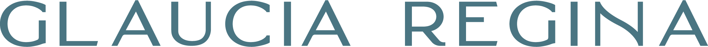 The name 'Glaucia Regina' in large, bold, teal-colored text on a black background.