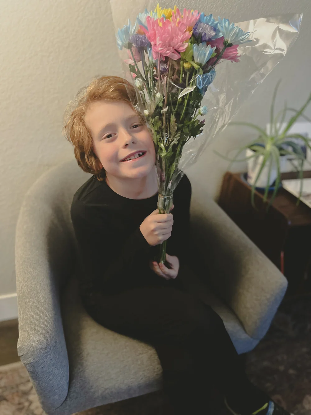 Becca's son Harrison celebrating a successful run as a member of the stage crew for "Matilda the Musical"