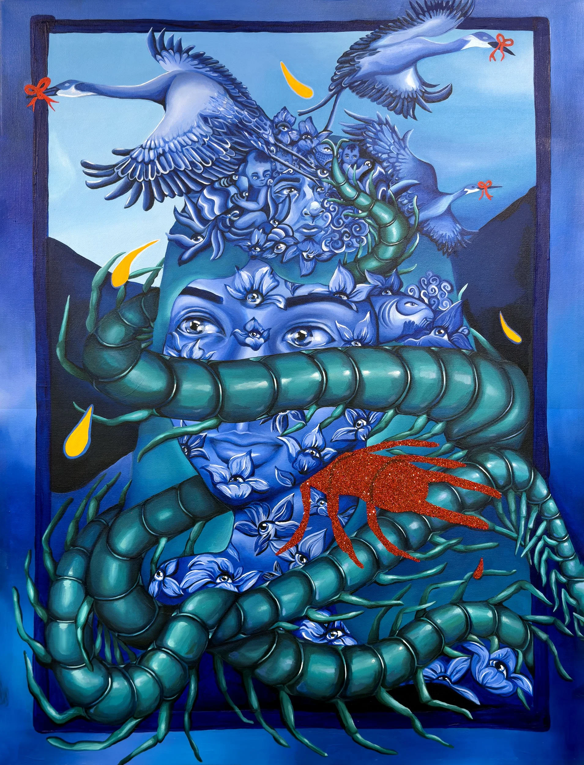 'WINTER', acrylic and glitter on canvas, 40 x 30 inches, 2026