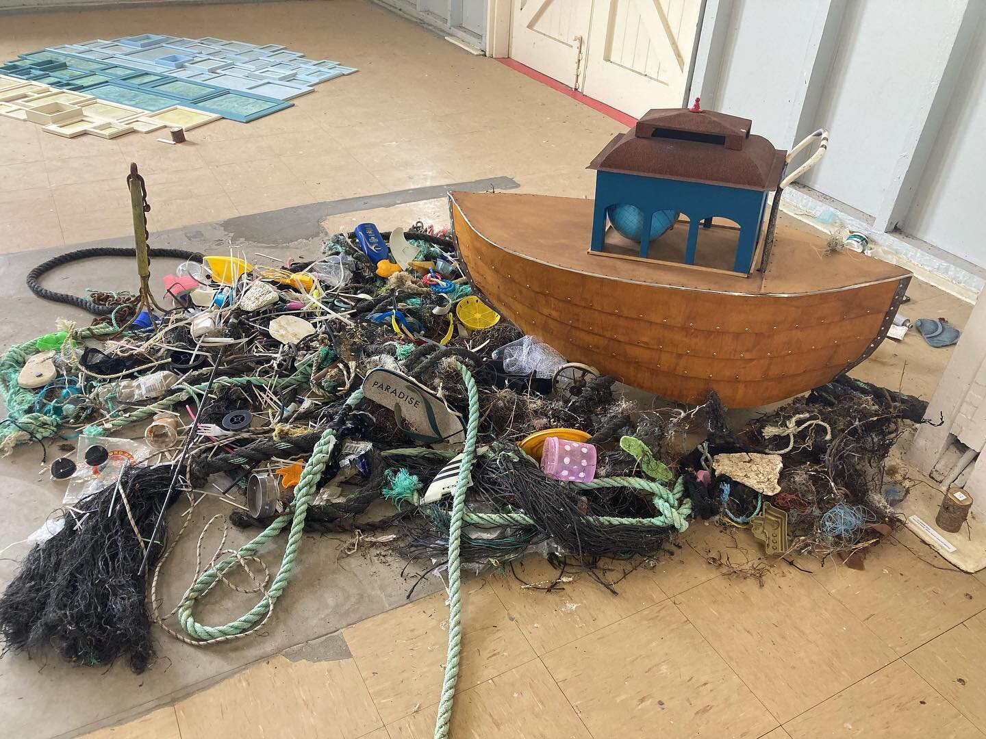 Last chance tomorrow to see this amazing exhibition While We Were Sleeping by @lizwalkerart 3.5 years in the making picking up rubbish from the beaches on the Mornington peninsula. Her skill and dedication in creating all this work is mind blowing 👏