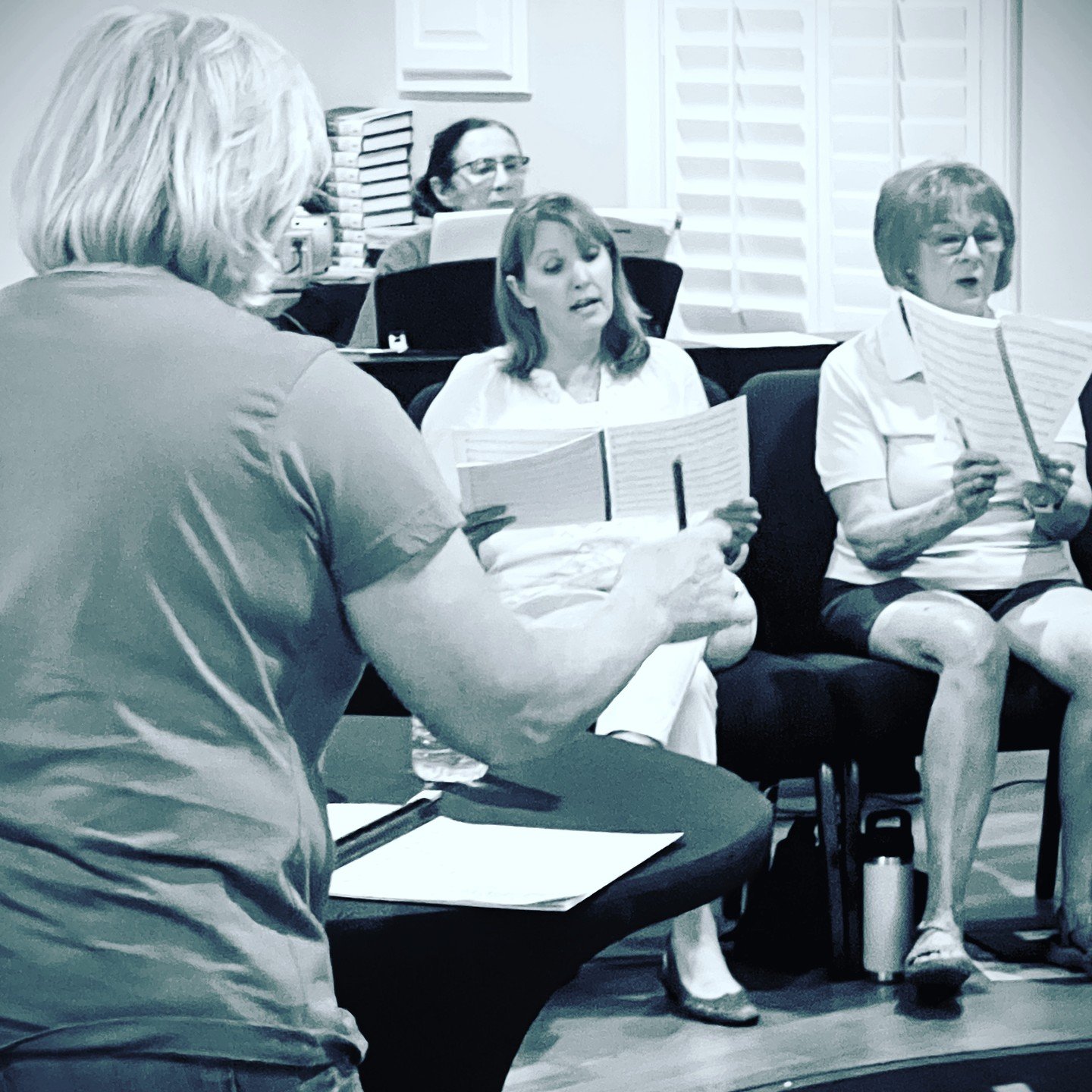 Music rehearsal- directed by our brilliant musical director Traci Kaip ! - experience the gorgeous music of Rodgers &amp; Hammersteins ' SOUTH PACIFIC' - this summer - June 28-30 &amp; July 5-7 - Tickets at rockwallsummermusicals.org (or link in prof