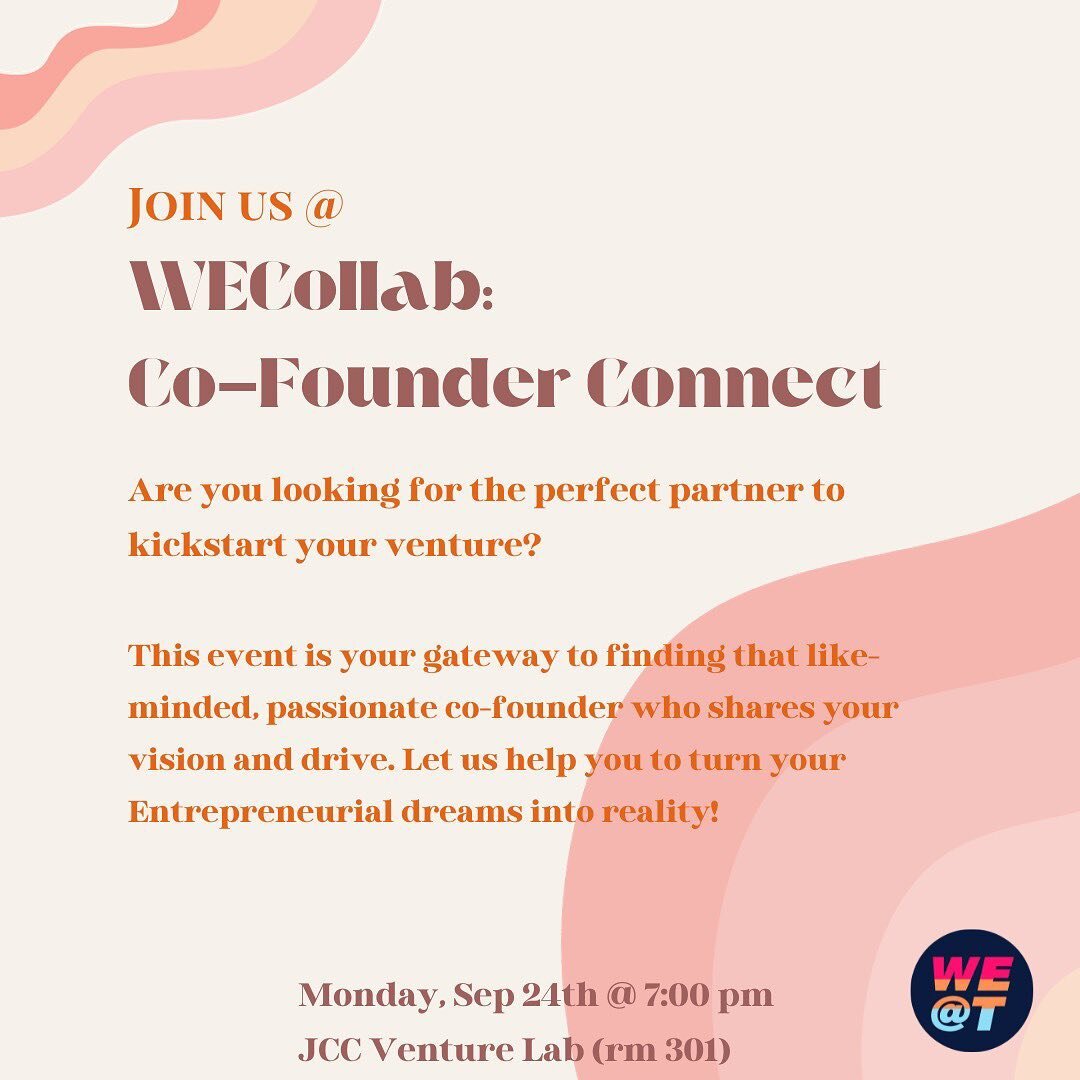 ✨Join us at 'WECollab: Co-Founder Connect' for a unique opportunity to turn your entrepreneurial dreams into reality! 

Are you looking for the perfect partner to kickstart your venture? This event is your gateway to finding that like-minded, passion