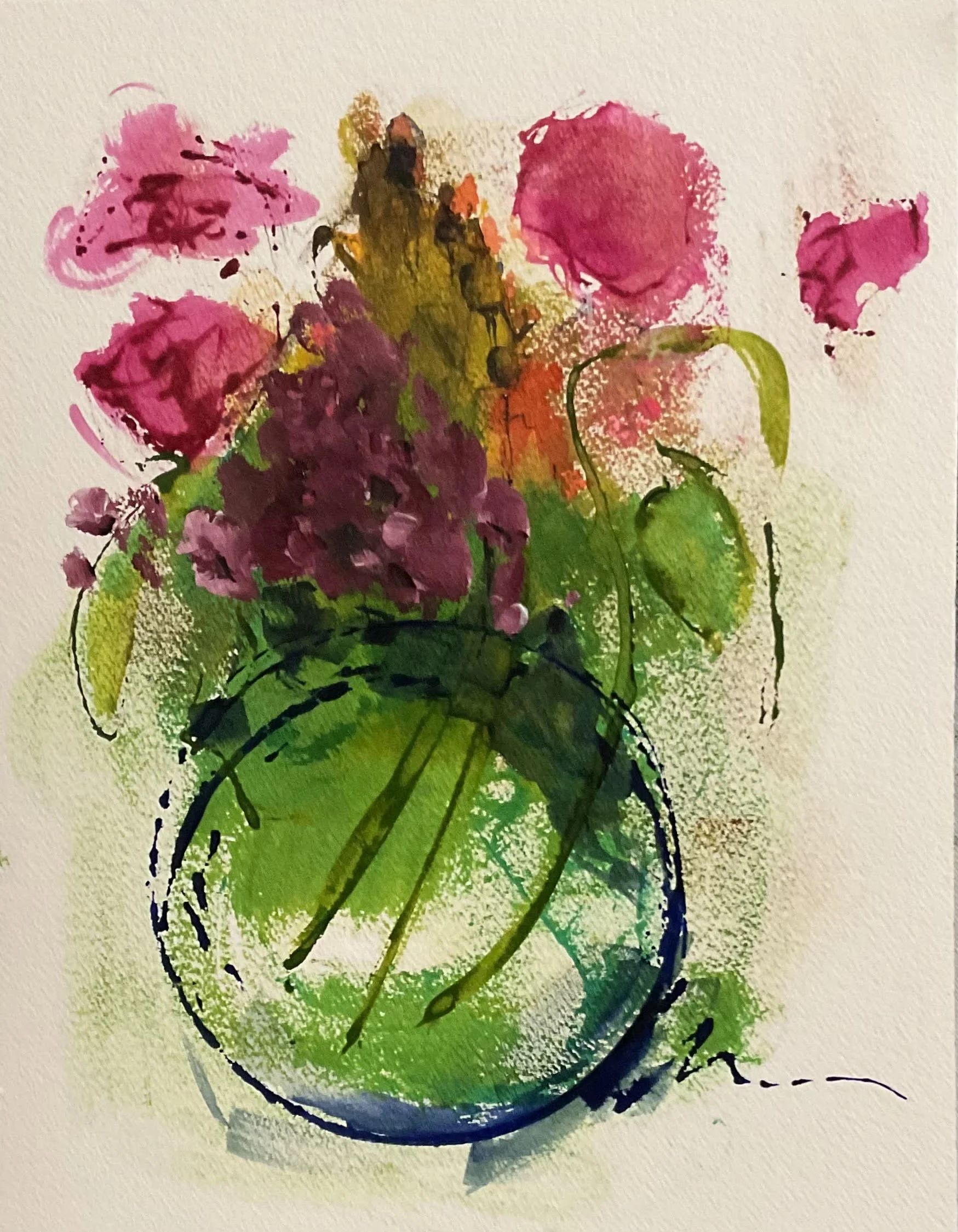 Blooms in Glass Bowl