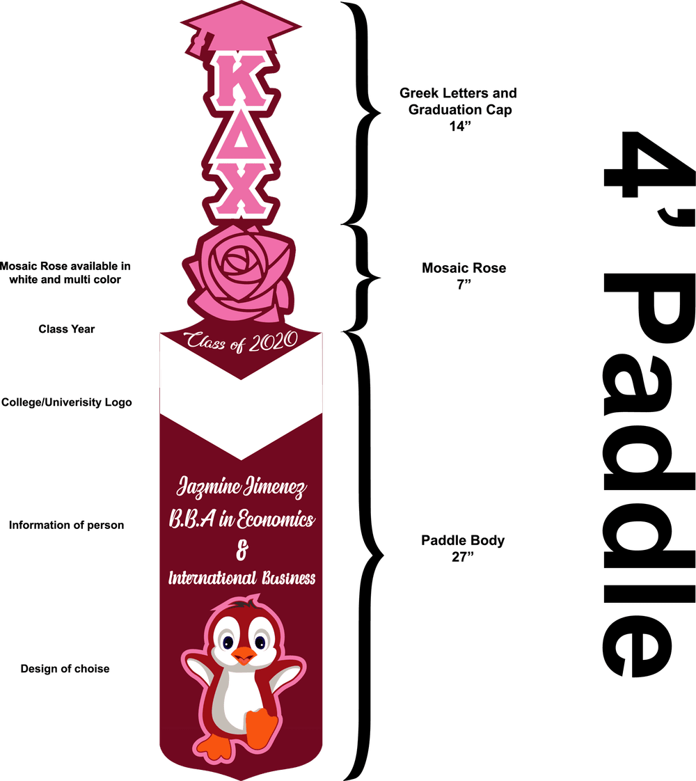 4' Graduation Paddle W/ Mosaic Rose — RMC Designz