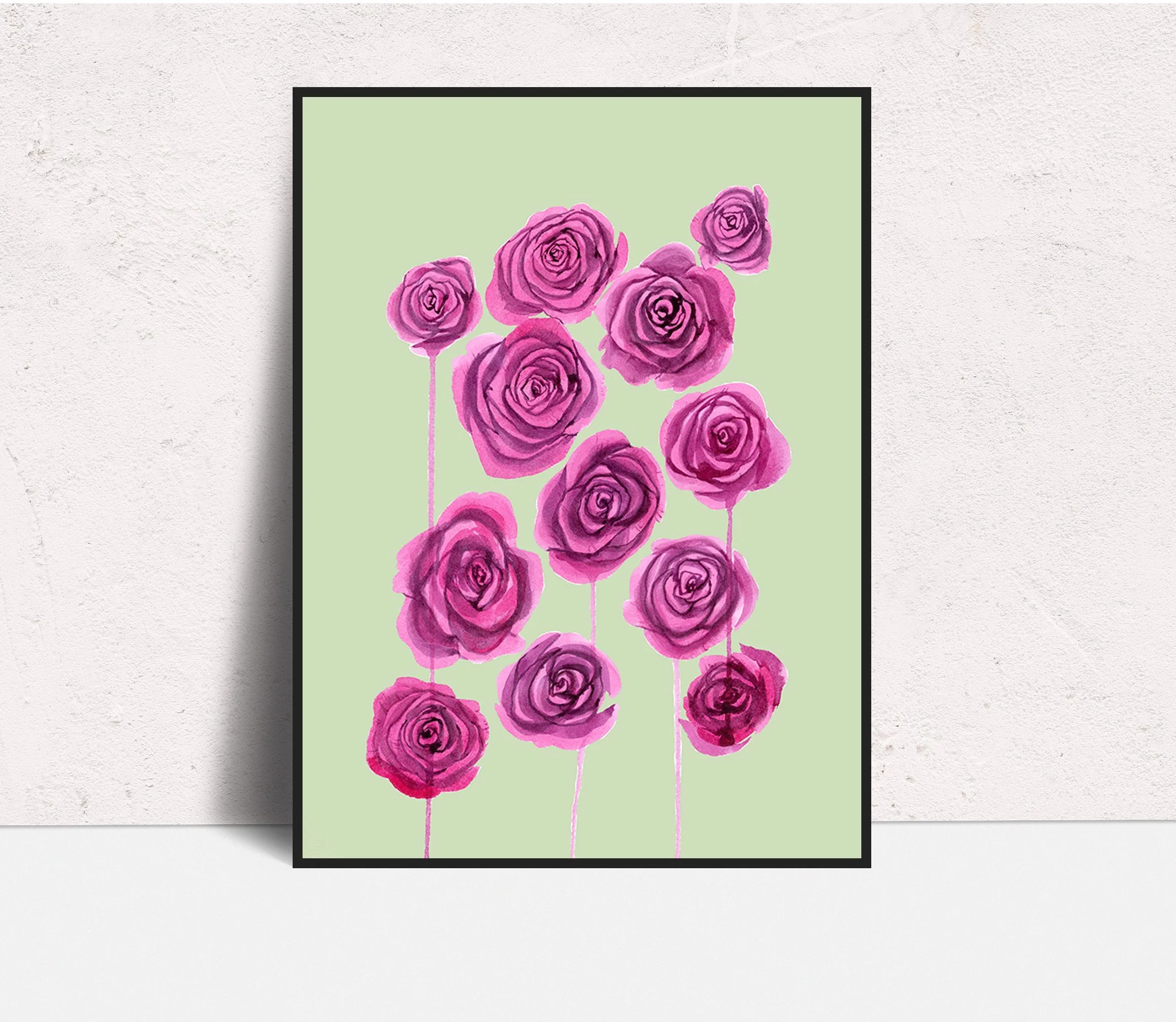 Pink Roses on Sage_Framed.jpg