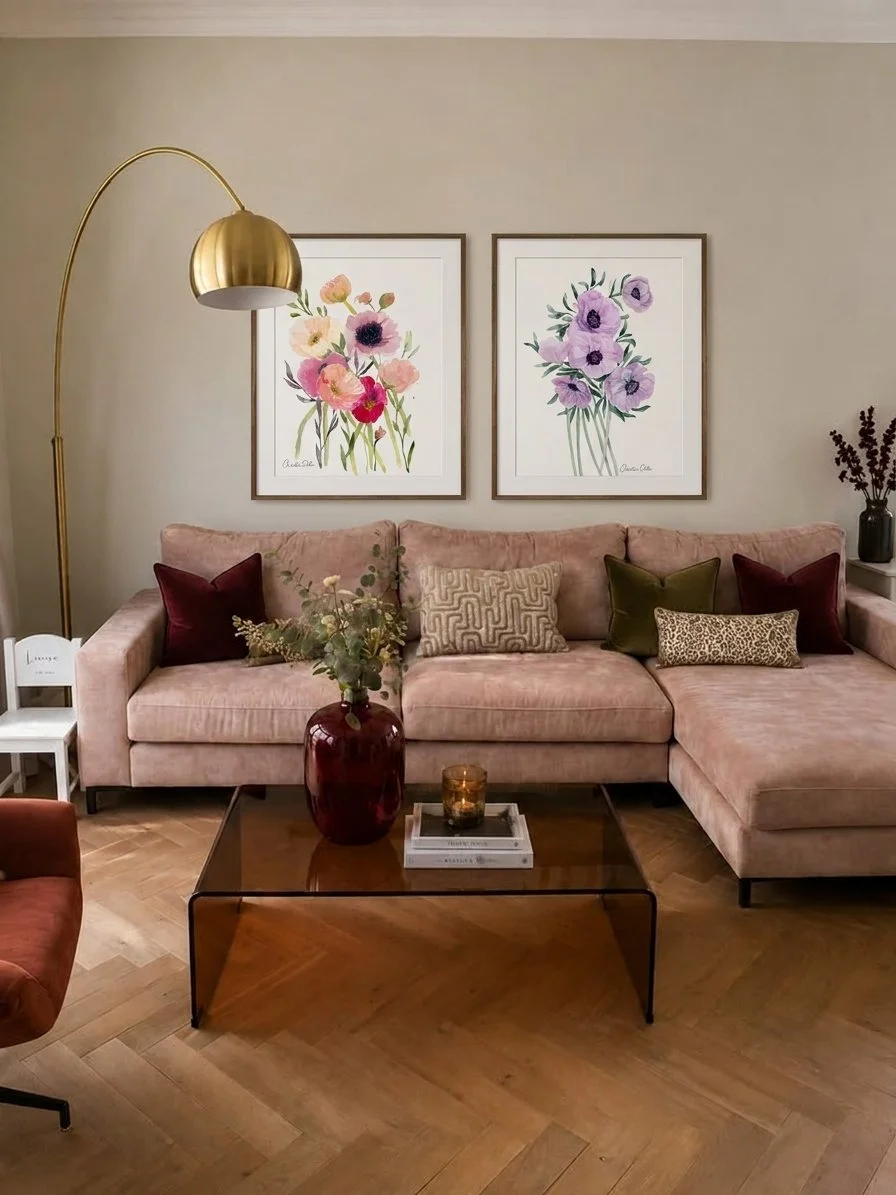 Anemonies 2 Watercolor in Living Room.jpg