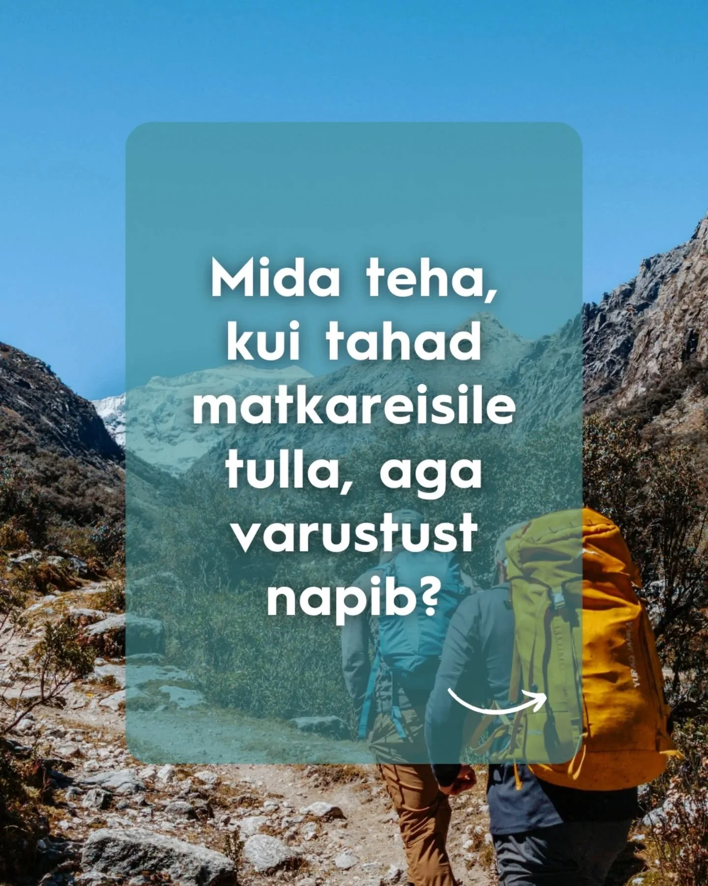 &Uuml;kski unistus ei tohi j&auml;&auml;da selle taha, et Sul pole varustust.

Aga m&otilde;nikord ei ole ka m&otilde;istlik kohe k&otilde;ike ostma minna. N&auml;iteks kui l&auml;hed esimest korda matkale v&otilde;i m&auml;gesid ronima ja pole p&aum