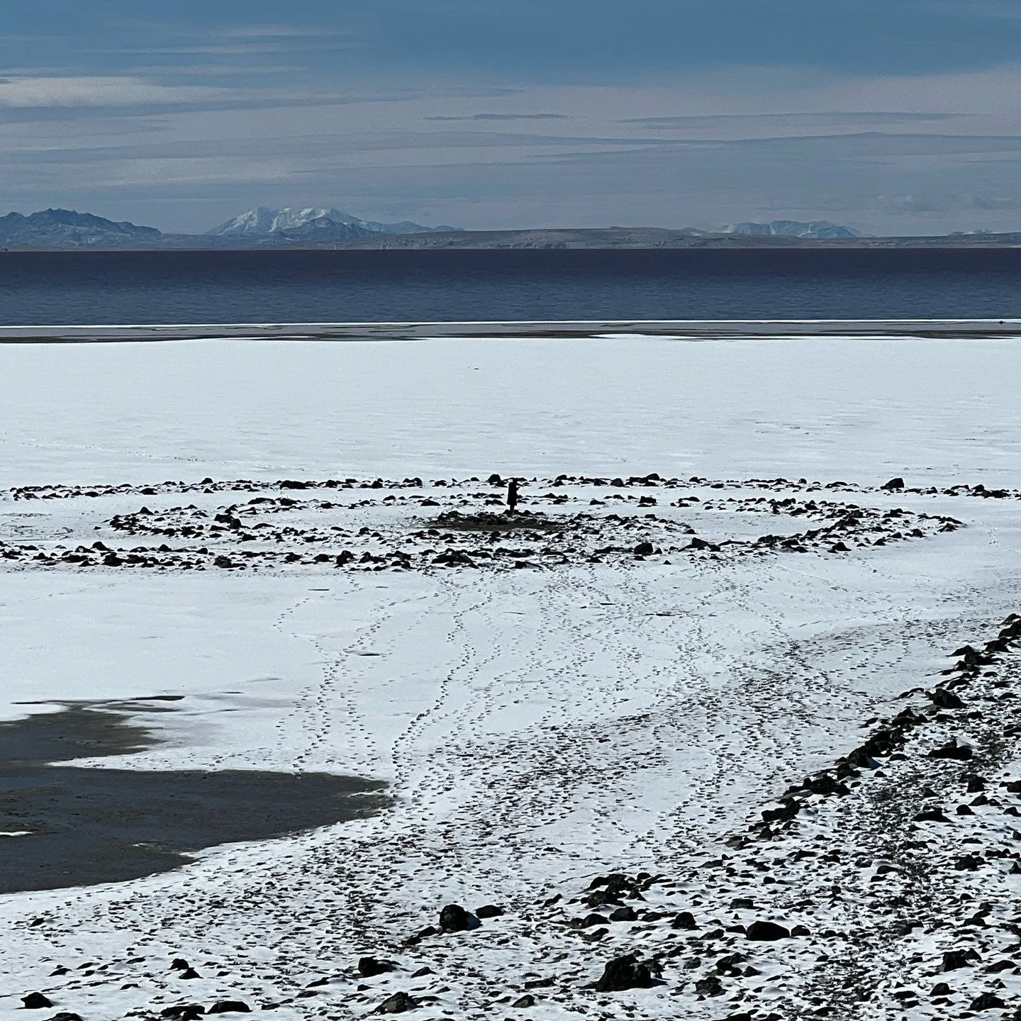 This is me at the centre of Spiral Jetty, on the shores of the Great Salt Lake in Utah, made in April 1970 by the US artist Robert Smithson. 

In preparation for my book publication this autumn I am looking over the research journeys I took. TOTEM: T