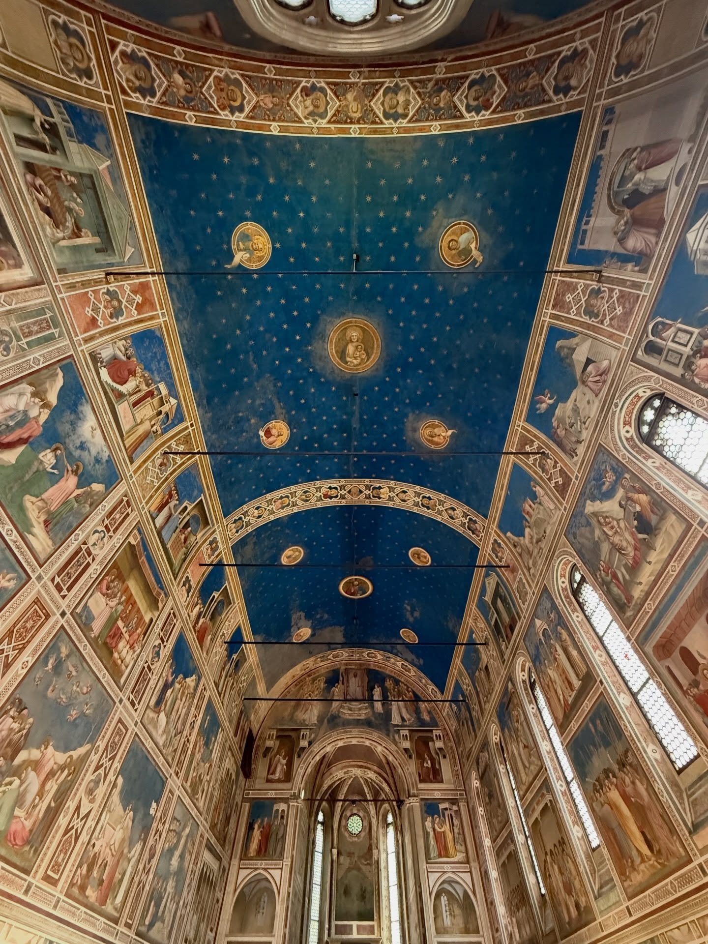 After the opening day of the Biennale, with the queues, noise and some good art but also some terrible, I escaped to one of the most beautiful things in the world, and something which changed the direction of western art, the Scrovegni Chapel in Padu