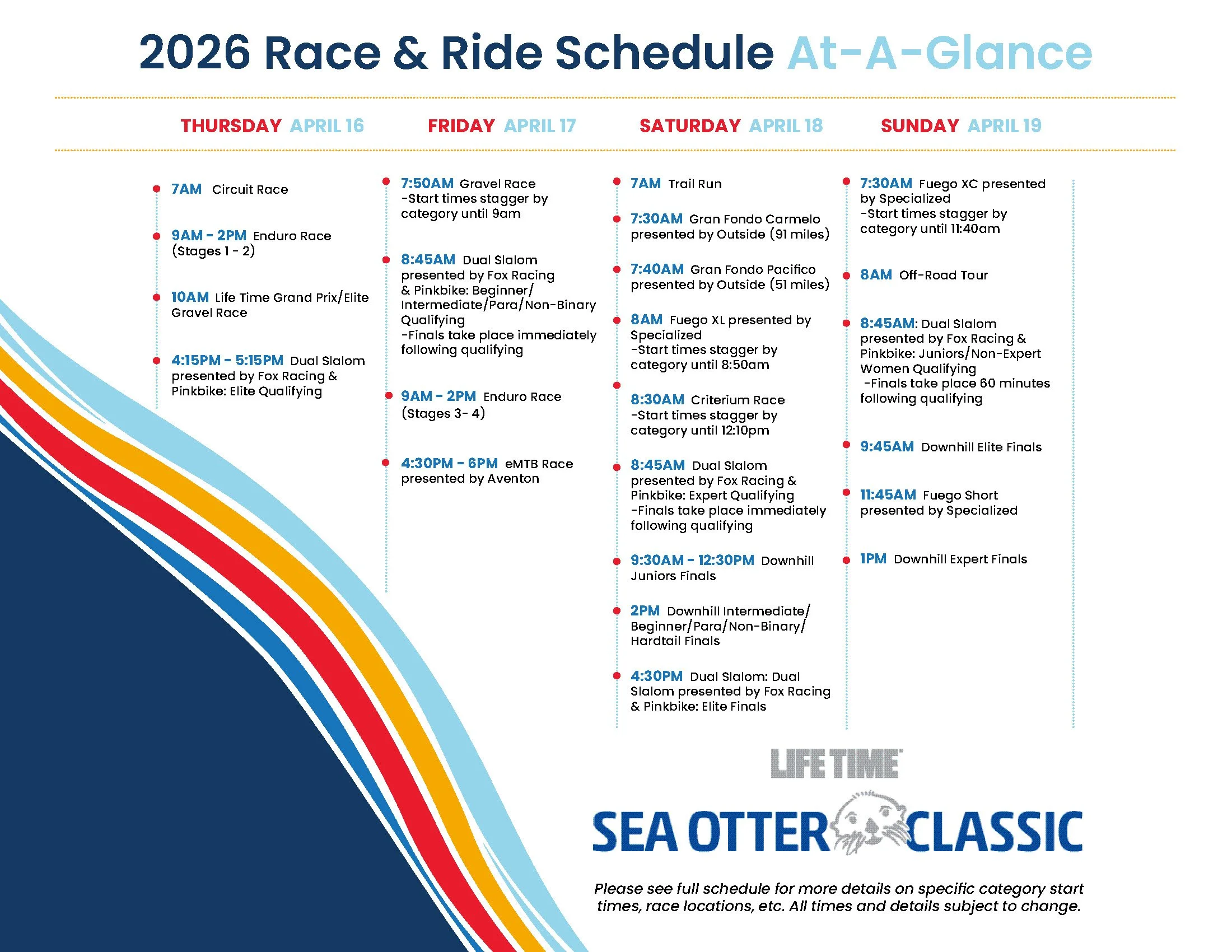 2026 Race &amp; Ride Schedule