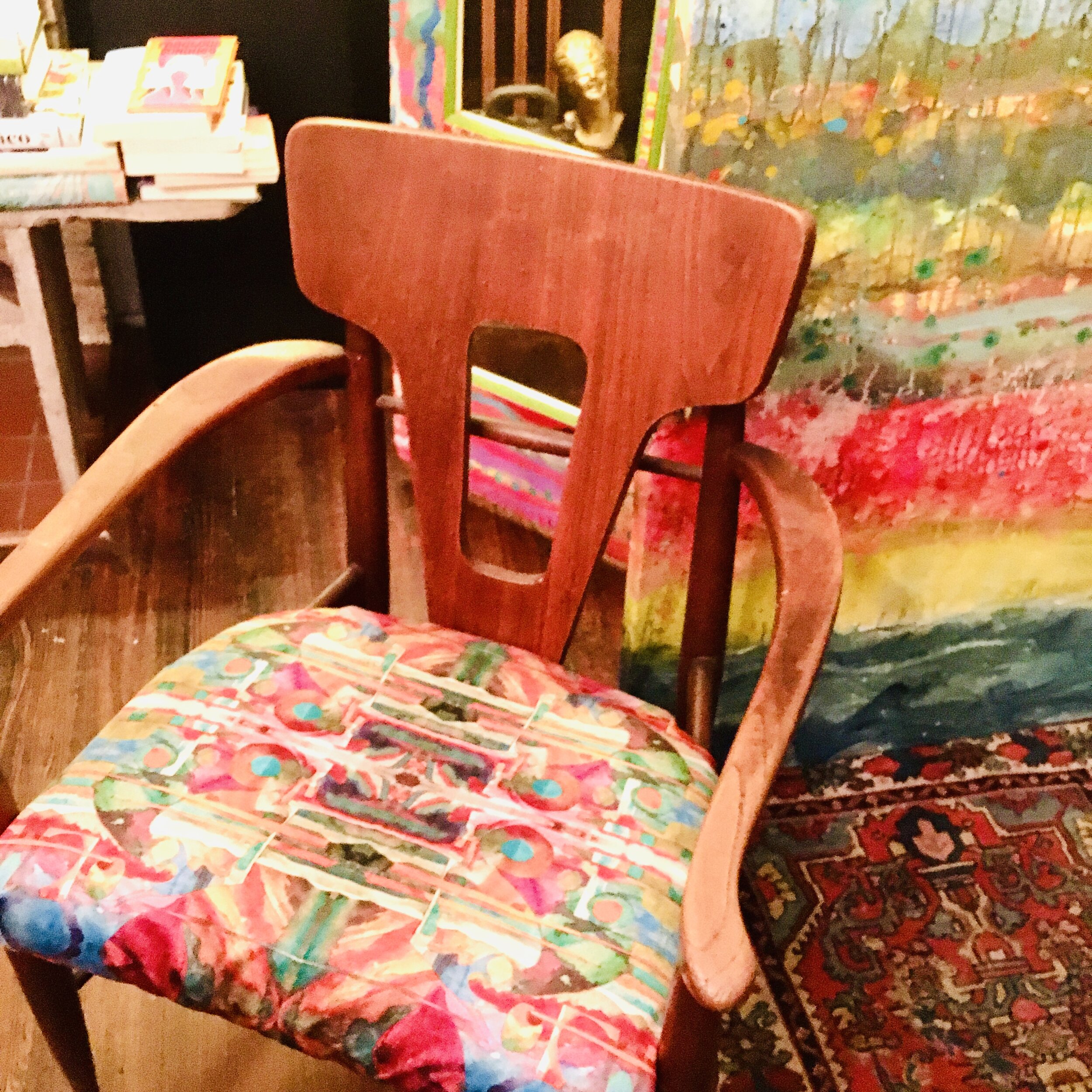 chair with patterned velvet
