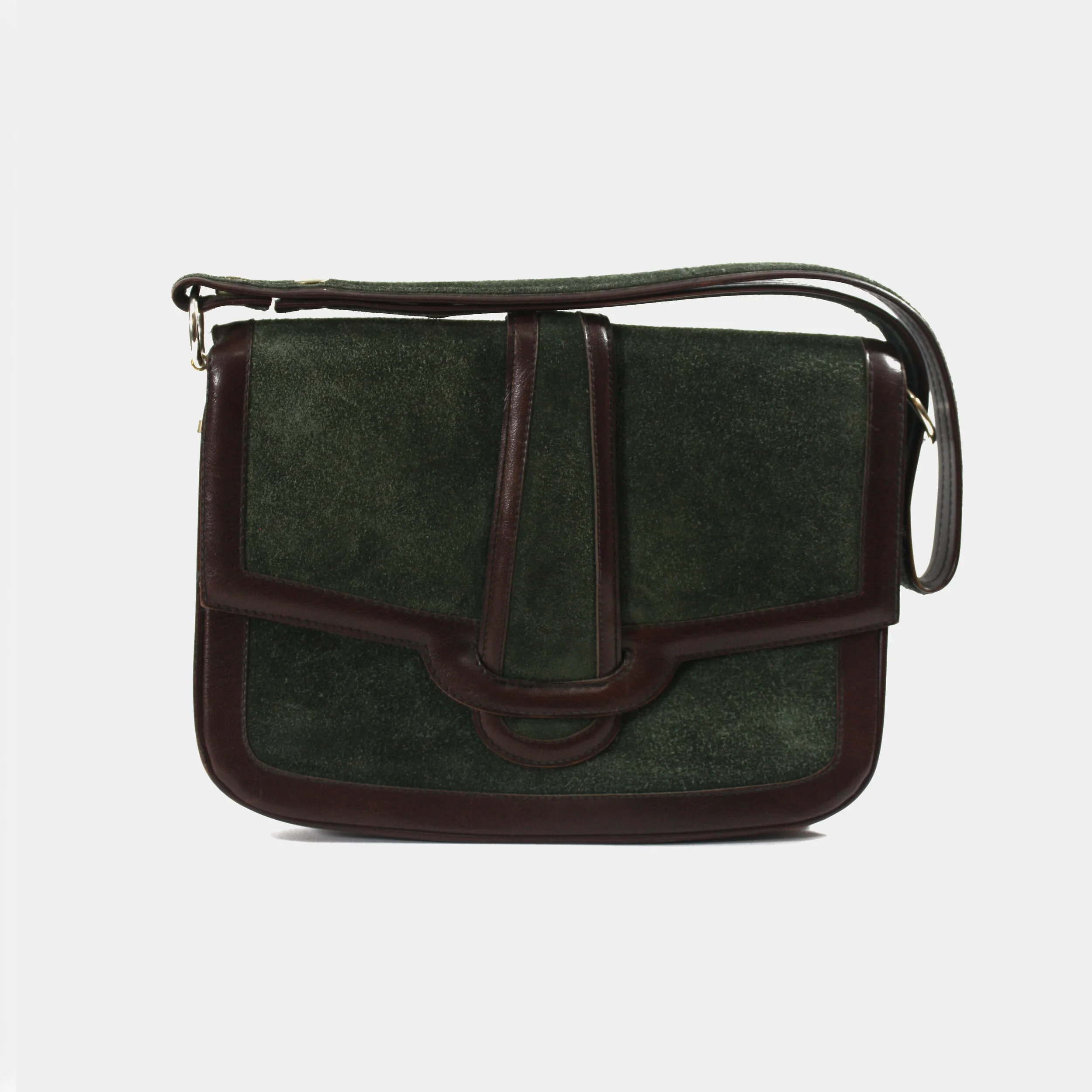 1980s Faux Leather &amp; Suede Two-Tone Handbag