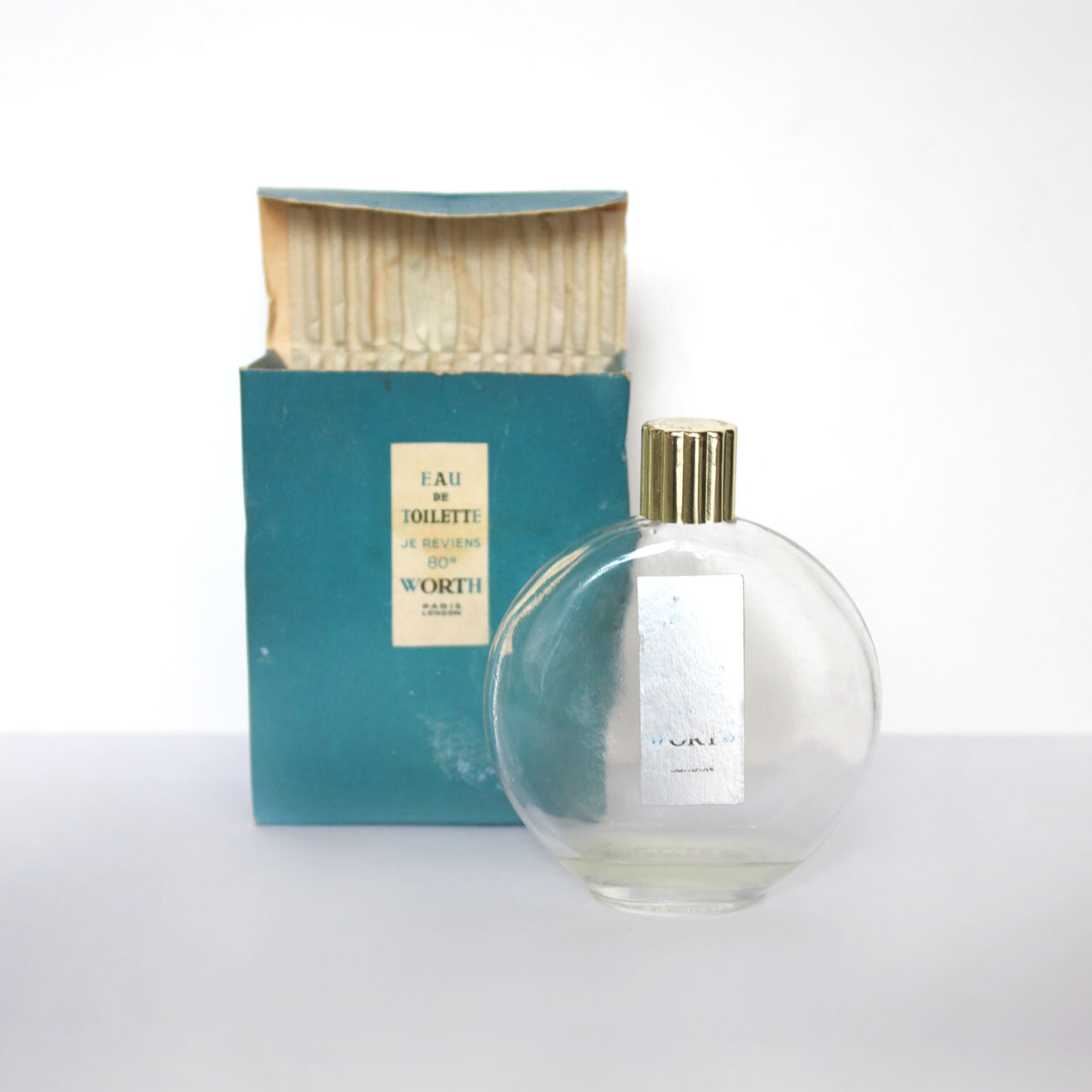 French Lalique Bottle Je Reviens 80° Worth Eau De Toilette and Box c.1940s