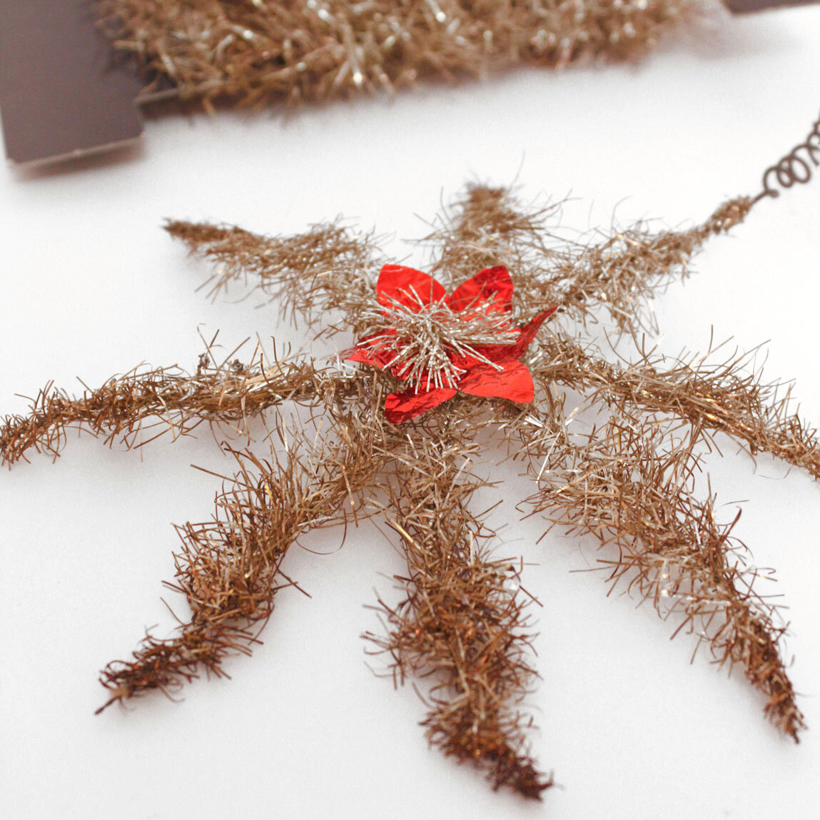 Vintage tinsel star tree topper and lametta tinsel garlands