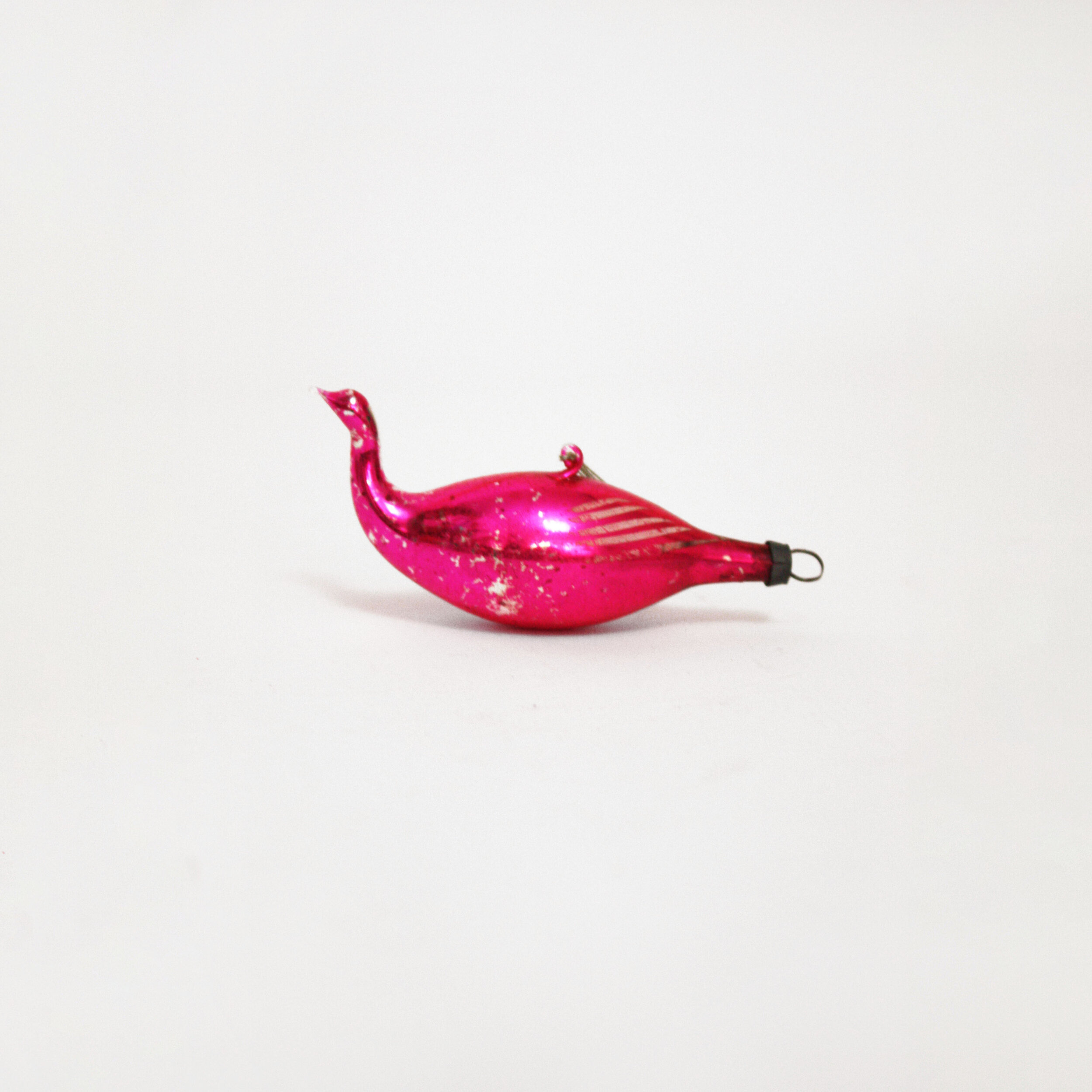 Metallic pink patina glass bird Christmas tree decoration