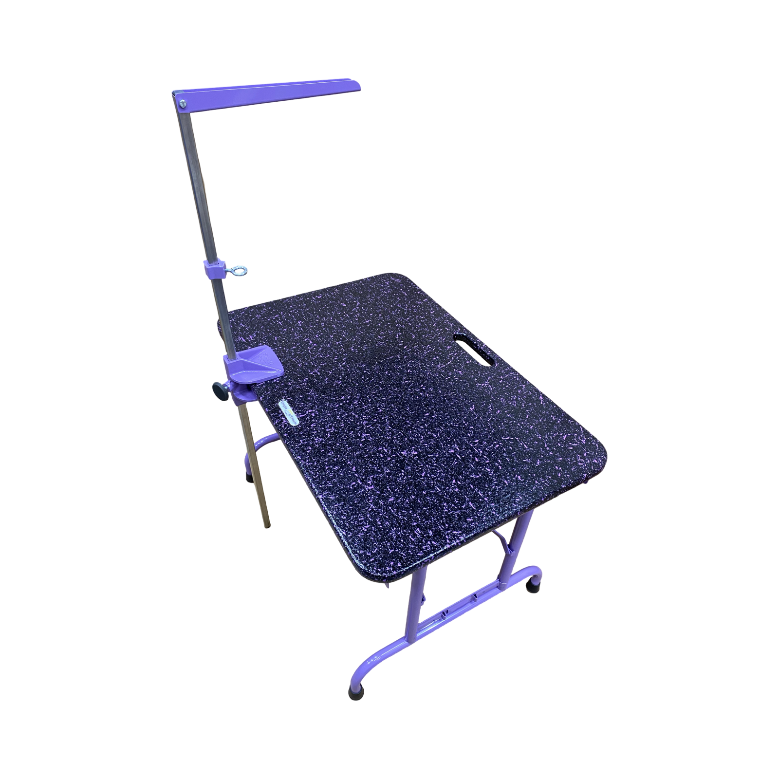 1978: 24x36" purple over black, lavender adjustable legs, heavy duty clamp, folding travel arm