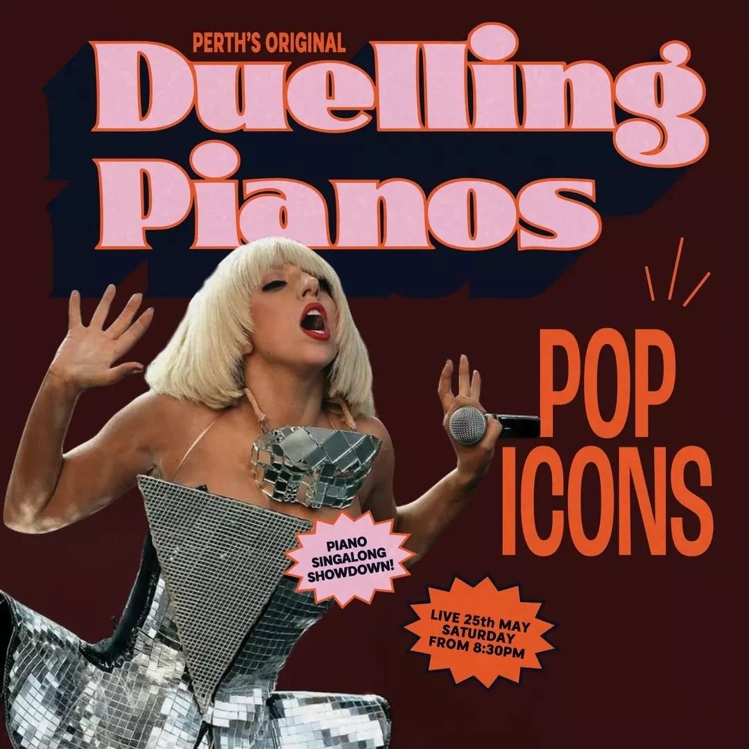 Perth's original Duelling Pianos is bringing you Pop Icons for one night only!&nbsp;

Join us on May 25th as @sgt.hulka_ &amp; @stujohnsmusic team up to deliver a night of iconic hits from your favourite pop legends&nbsp;☆

From Lady Gaga's wild anth