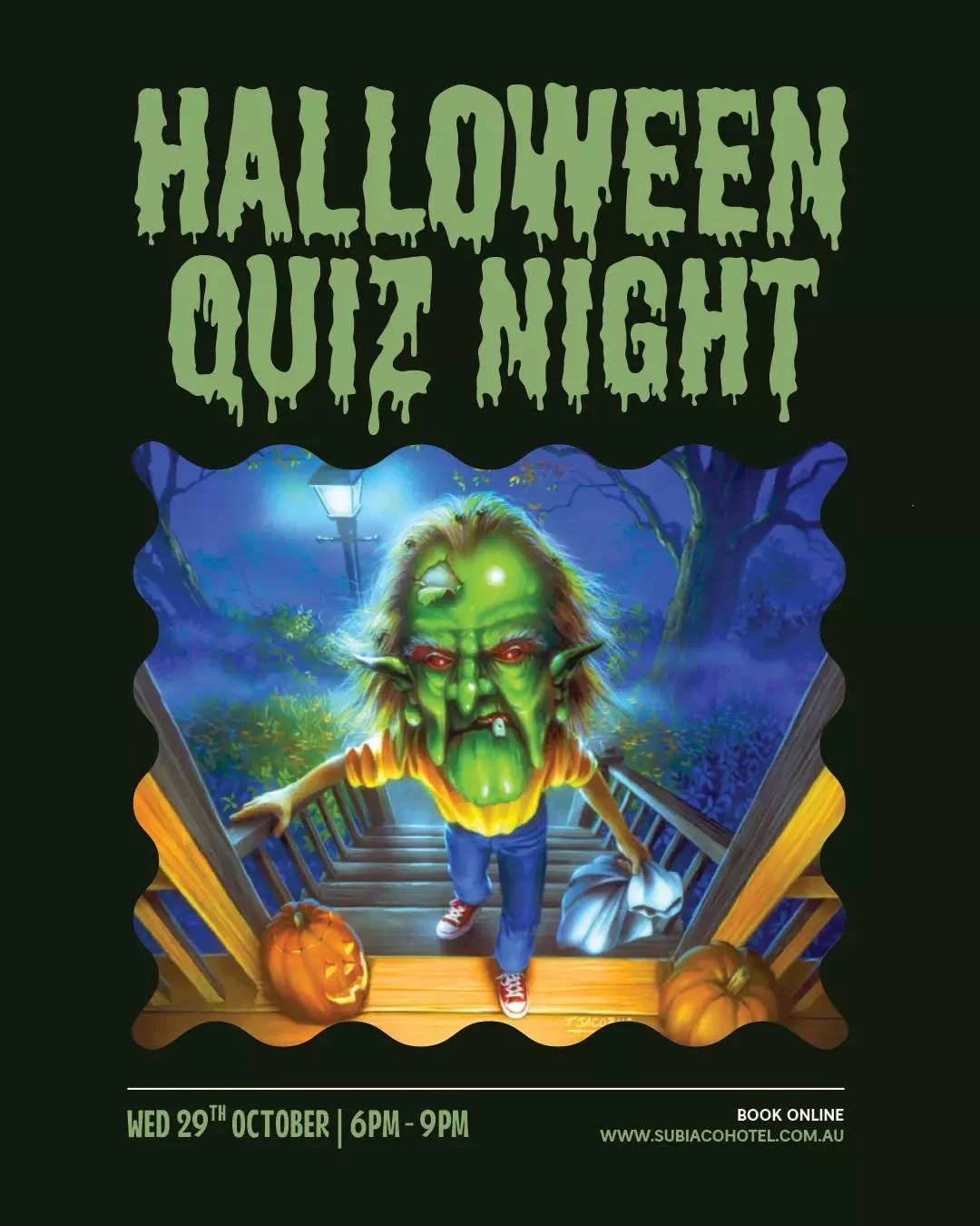 Think you&rsquo;ve got the brains to survive our Halloween Quiz Night at The Subi?

It&rsquo;s FREE, it always books out, and it&rsquo;s happening Wednesday 29th Oct. Round up the crew, dress spooky, and lock in your table before it&rsquo;s gone! Hea