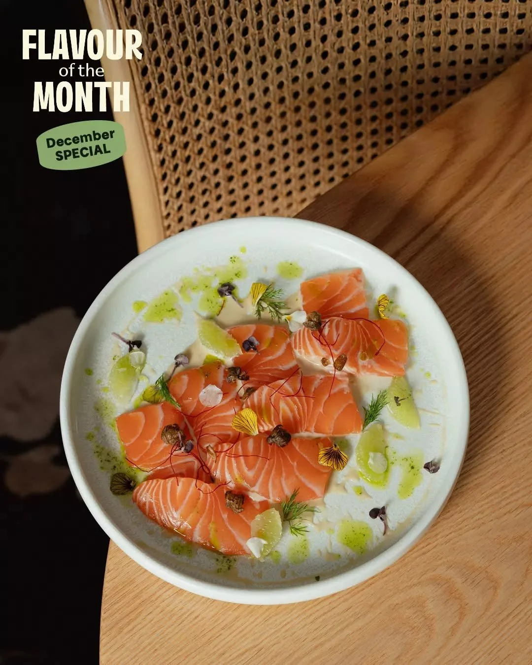 Meet your new favourite starter ✨

Tasmanian salmon, zesty lime, umami coconut cream and crisp bugak. Salmon Crudo, your December special at Subi!