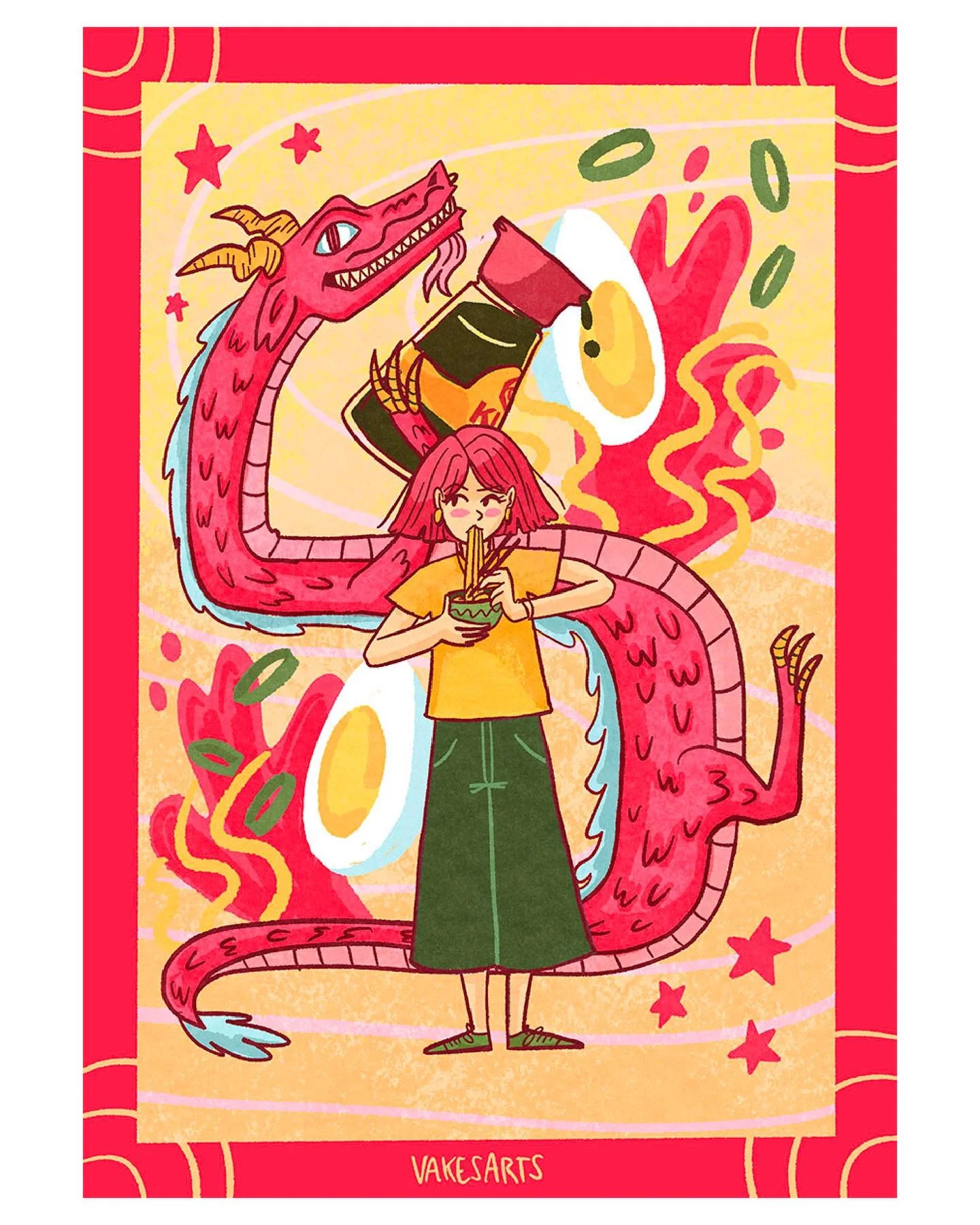 Ramyun-Dragon-Power! 🐉✨🍜 #ramyun #dragon #illustration #art #artist