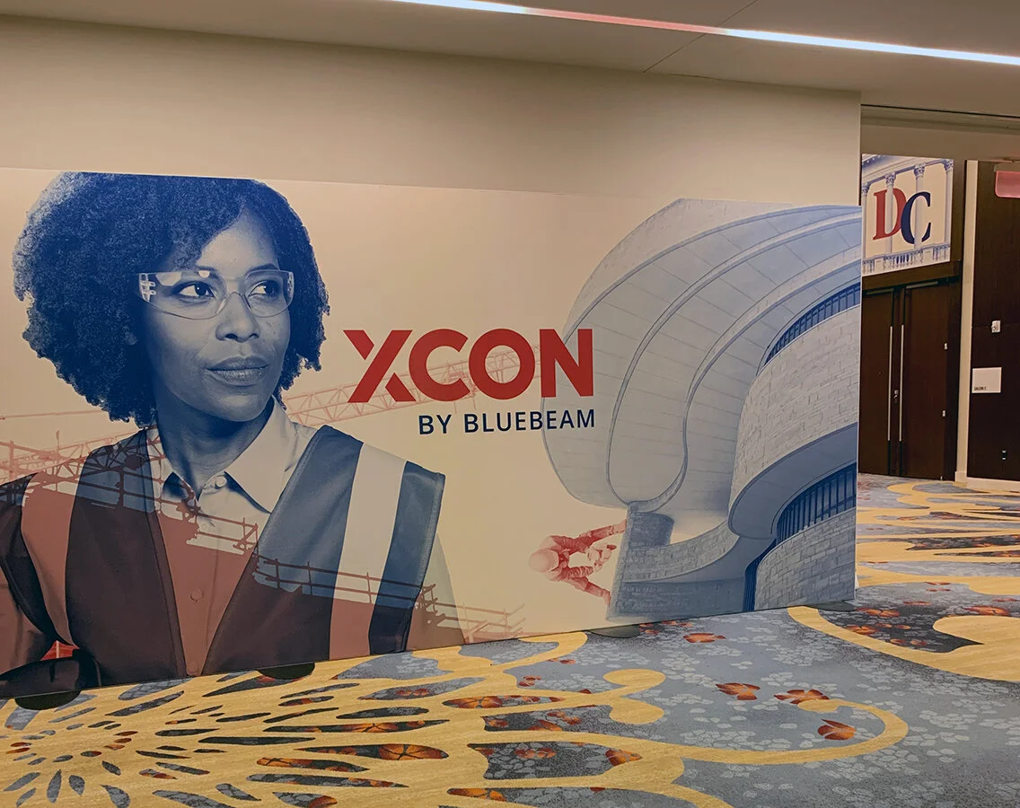 XCON internal signage with hotel carpet