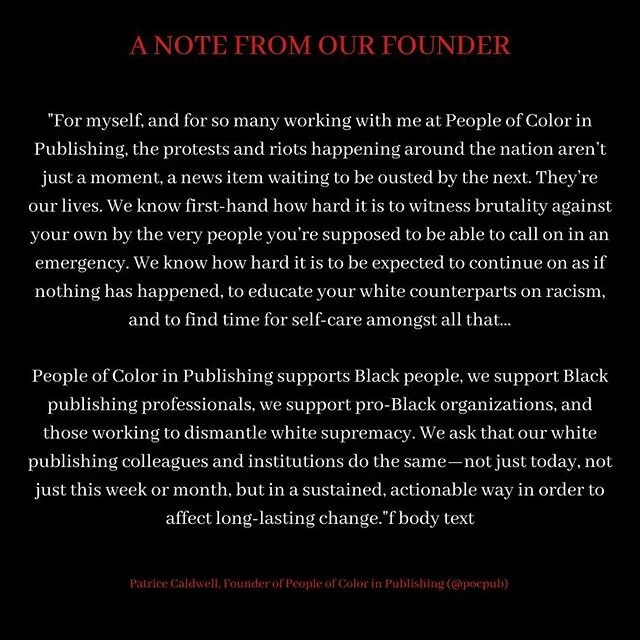 A statement from our founder @whimsicalaquarian! 
Read the full version here: 
https://www.pocinpublishing.com/campaigns/view-campaign/OQaEPamDGQJSTps5-HnXeC2D6ZtqhZap3WoCUg2HORwfgQzqugwAFKA9W0kP1S728edyBEptEksIMGYfJkQKl0HfpiKVMw_G