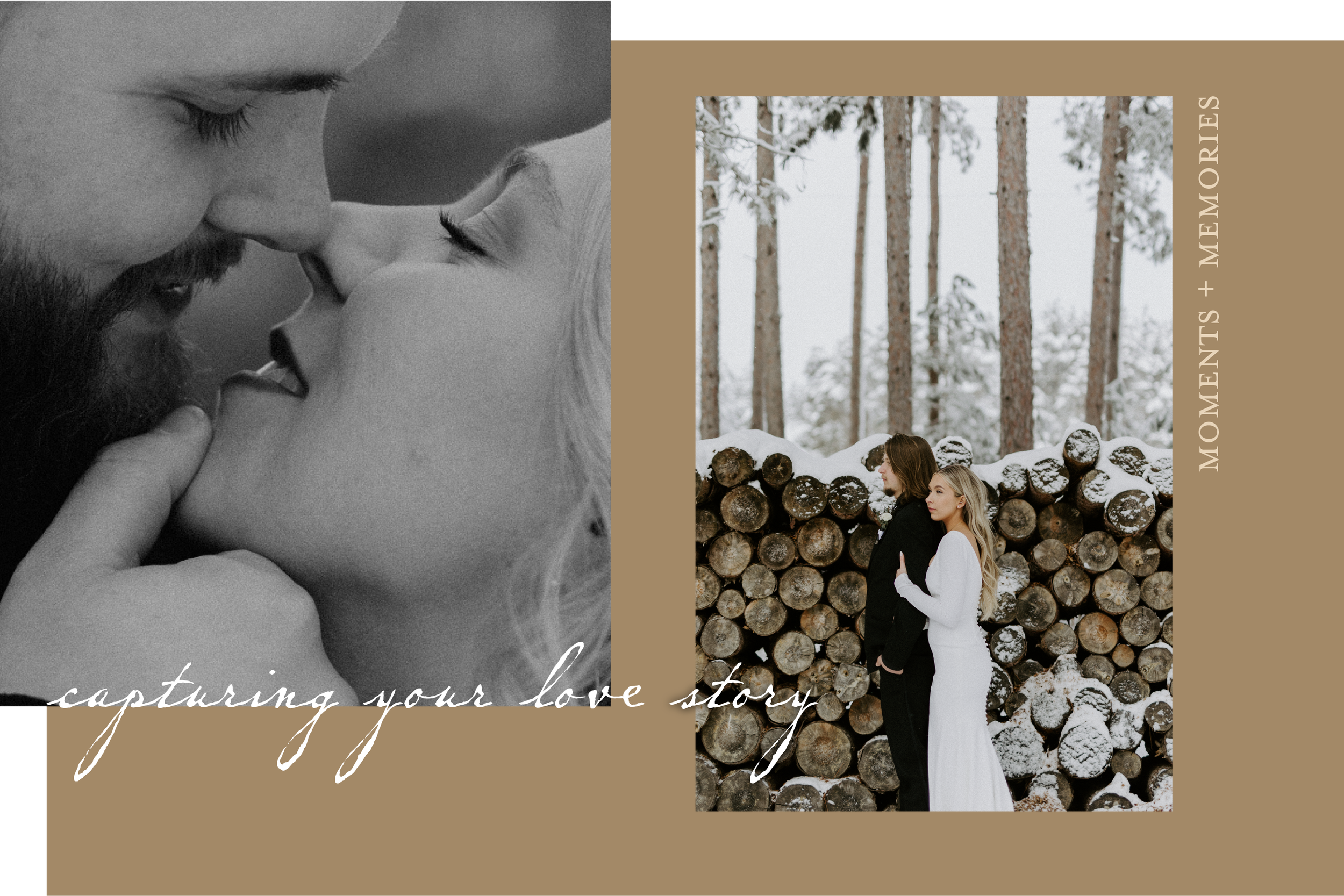Graphic with photos and text reading "capturing your love story"