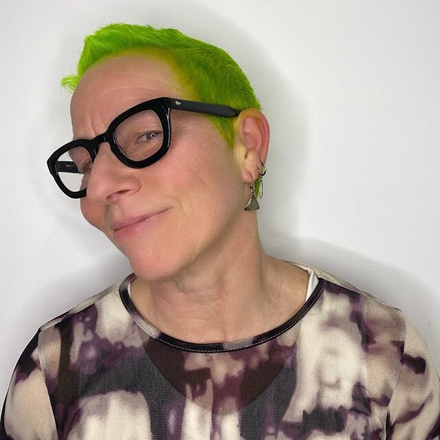 Anne is a dream in neon green 💚 pixie cut and color by @justingoslin 💚