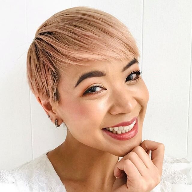 Rose gold pixie cut 💝 the perfect fade! @kristina.d.beauty