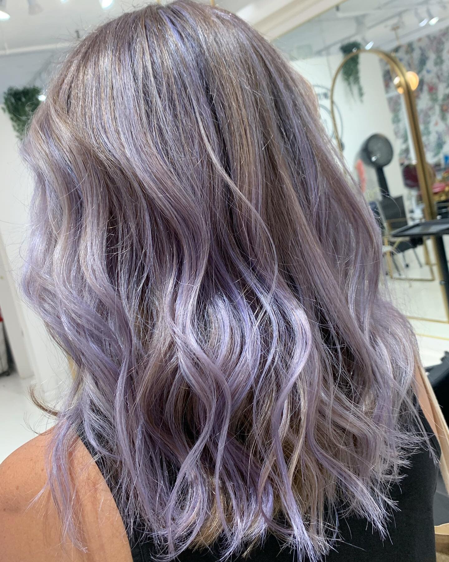 Purple haze 🔮 Lavender highlights by Gus 💜 His client came in for highlights and they decided to have some fun with it 🥳 Add a fantasy color to your next highlight appointment for a pastel pop of color @gusstylist
