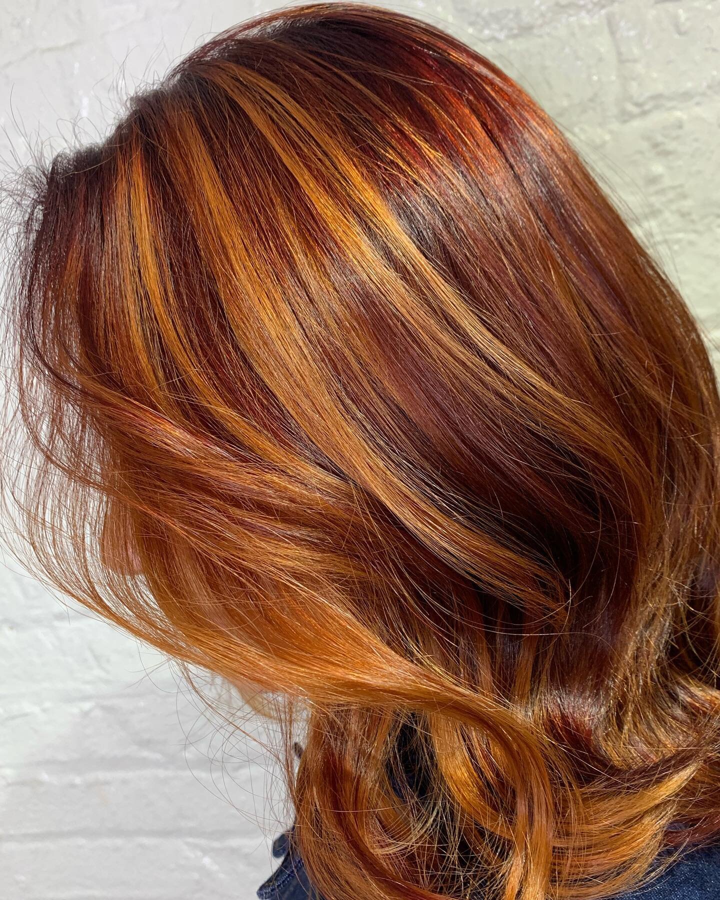 Starting to dream about Fall 🍂 Anyone else looking forward to spooky season? 🎃 We are loving these warm, rich tones. Hair by Kristina @kristina.d.beauty &bull; If you want to change your look but are unsure what you want to do, book for a complimen
