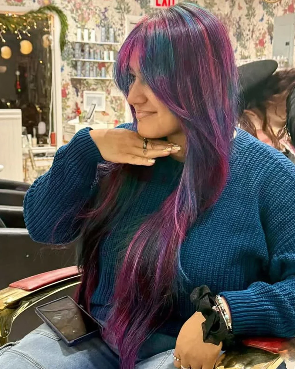 We&rsquo;re obsessed with this prism hair, btw 💜🩷💙💚

Rainbow prism hair color with Katie @katie_coxbeauty 

📍Located in the heart of Williamsburg, Brooklyn
📱Book your fantasy hair appointment today at www.livebytheswordsalon.com
.
.
.
.
#prismh