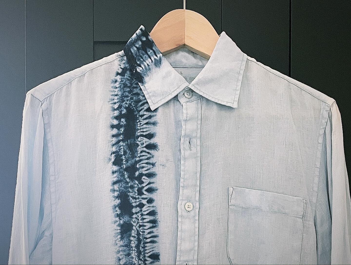One of older experiment of #mokume #sectional #mokumeshibori on #muji #shirt