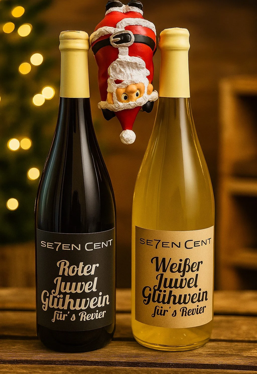 Seven Cent Doppel Power ! 1x Roter & 1x Weißer Rock Winzer Glühwein PLUS 1 DEAD SANTA GRATIS!  , je 1 Liter Bauchflasche , Limitiert