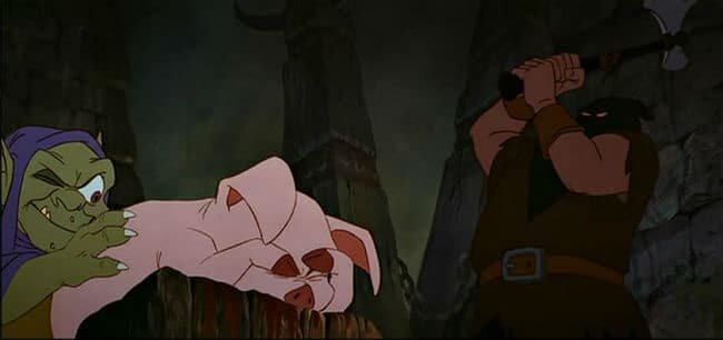 Disney's The Black Cauldron (1985)_the pig Hen Wen almost dies