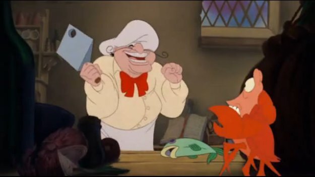 Disney's The Little Mermaid (1989)_Sebastian is pursued by Chef Louis