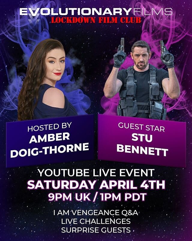#Subscribe to @evofilmsuk #YouTube channel #EvolutionaryFilms, to see wrestler and star of @vengeancefilmuk&rsquo;s @stubennettofficial join influencer @amberdoigthorne LIVE this Saturday at 9pm with special guests @RossBoyask and other cast. Fun cha